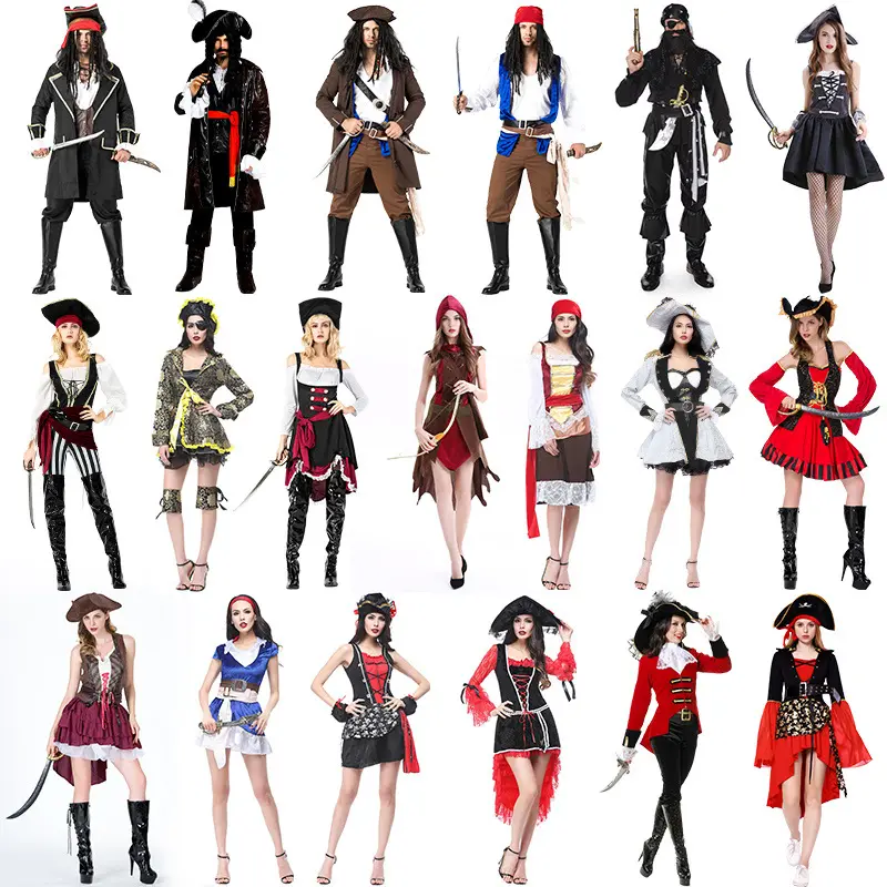 Usine vente femme Pirates capitaine Costume Halloween jeu de rôle Cosplay Costume adulte hommes Pirate Costumes
