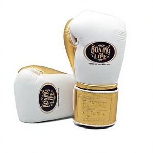 Gants de boxe MMA personnalisés No Boxing No Life en cuir de vachette véritable blanc doré, avec fermeture auto-agrippante, anti-humidité, doigts entièrement couverts - Product Image 6