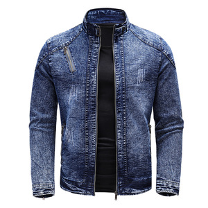 Giacca da Motociclista 2025 Personalizzata con Colletto Rialzato, Design con Cerniere, Giacca in Denim Neutra - Product Image 3