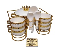 Ensemble de soupières et de bols en céramique de luxe avec bordure dorée, grande capacité, passe au lave-vaisselle, revêtement antiadhésif