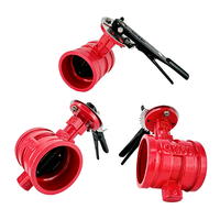 Vanne papillon d'urgence pour réservoir d'incendie, à commande manuelle, en fonte ductile, avec siège en EPDM, 16 bars, rainurée, revêtement époxy, de fabrication industrielle