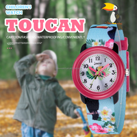 Jam tangan hewan Quartz Analog elegan kartun jam tangan anak bergaya casing baja pita gesper tersembunyi pita PC mode Dial olahraga