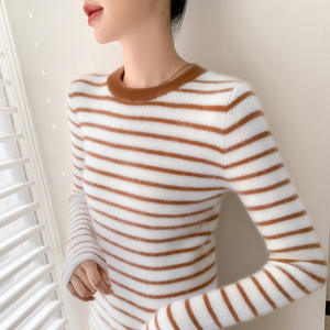Women's <strong>Striped</strong> Wool Cashmere Sweater Fashion Slimming Soft Waxy Pullover <strong>Jumper</strong> for Autumn Winter - Product Image 5