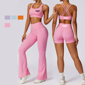เซ็ตชุดเล่นโยคะกระชับสัดส่วนเอวระบายอากาศได้สำหรับใส่ออกกำลังกายด้านหลังแบบแห้งเร็วสำหรับฤดูใบไม้ผลิ - Product Image 1