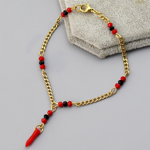 PULSERA de Oro Laminado de 18K con Dije de Azabache para Bebé, Pulsera de Eslabones de Moda, Regalo para Aniversarios - Product Image 3