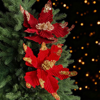 35CM Langlebige Modische Künstliche Weihnachtsdekoration Pailletten Weihnachtsblumen für Tür Weihnachtsbaum Festival