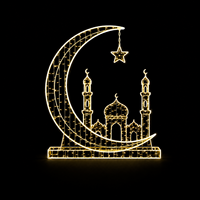 Metallrahmen LED-Lichterkette und Lichtschlauch Halbmond Stern Hängelaterne Moschee-Silhouette Grünes Ramadan-Motiv-Licht IP65