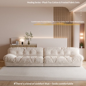 Cream cloud shaped fabric <b>sofa</b> modern minimalist tech cloth double couch for living room bedroom big and <b>small</b> apartment - Product Image 2