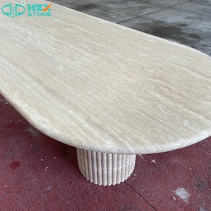 HZX Marbre de Travertin Super Blanc de Luxe pour Dalles, Comptoirs de Cuisine et Tables à Manger sur Mesure Polies avec Travertin - Product Image 4