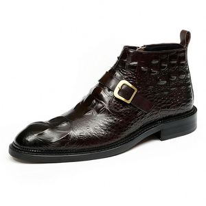 Mocasines de Cuero Genuino de Alta Calidad con Punta Cuadrada para Hombre, Formales de Negocios, Sin Cordones, Brillantes y con Relieve, Zapatos de Moda para Otoño - Product Image 2