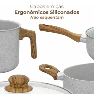Juego de Ollas y Sartenes de Cerámica Moderna de Alta Calidad con Revestimiento de Mármol, Tapas de Vidrio, Asas de Baquelita, Antiadherentes, 6 Piezas, de Aluminio - Product Image 3