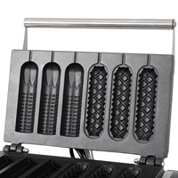 Machine à gaufres belges commerciale, machine à gaufres pour saucisses et hot-dogs, machine à gaufres électriques antiadhésives à 6 bâtonnets pour gaufres de maïs
