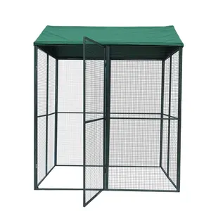 Outdoor Metal Pet House Large Backyard Chicken Coop Fence with Cover for Rabbits Cats