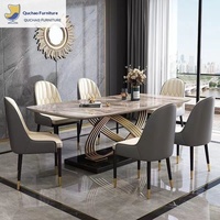 Ensemble table et chaises en ardoise de style italien pour petites maisons, design nœud chinois, mobilier moderne minimaliste et tendance