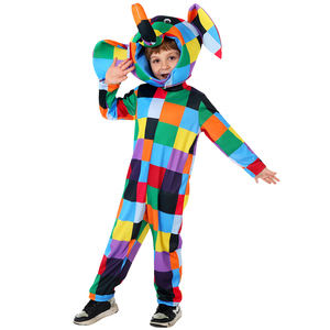 Costume di Halloween <span class=keywords><strong>Elefante</strong></span> Colorato Patchwork per Bambini, Travestimento per la Giornata Mondiale del Libro, Outfit per Spettacoli Scolastici, Vestito da <span class=keywords><strong>Elmer</strong></span> del Libro delle Storie - Product Image 3
