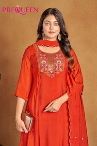 Conjunto de Salwar Kameez de Algodón Naranja para Mujer, Ropa Étnica Tradicional, Largo hasta el Tobillo, Corte Regular, Estilo Informal, Estilo India Pakistán - Product Image 6