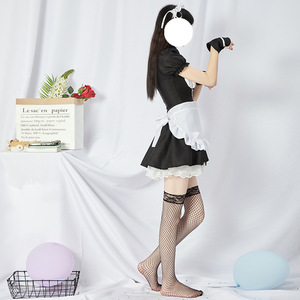 Japanese Style Lolita Maid Dress Black <b>White</b> <b>Lace</b> Up Waist Cinching Costume Set For Cosplay Stage Wear Spring 2025 - Product Image 4