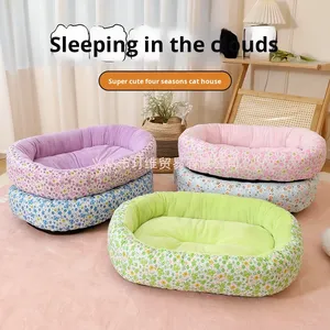 Cuccia per Animali Domestici con Motivo Floreale per Gatti e Cani, Tappetino Caldo per Tutte le Stagioni, Divano per Sonno Profondo per Cani Piccoli e Medi - Product Image 3