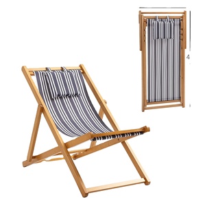 Folding Beach Chair with Adjustable Backrest for Deck, Beach and Poolside