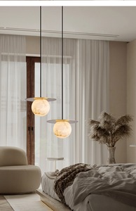 Lampadario <span class=keywords><strong>a</strong></span> <span class=keywords><strong>Sospensione</strong></span> Nordico in Rame Dorato di Alta Gamma con Paralume in Marmo per Illuminazione di Villa, <span class=keywords><strong>Camera</strong></span> da <span class=keywords><strong>Letto</strong></span> e Ingresso - Product Image 5