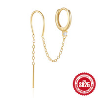 Gaby nouveau argent sterling 925 boucles d'oreilles pendantes zircon goutte d'eau or cartilage faux piercing bijoux en gros pour les femmes