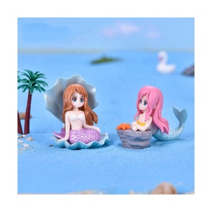 Hot Style Miniature Resin Mermaid Figurines Resin Crafts <b>Mini</b> Mermaid Dolls Toy With Shell Garden Decor Aquarium Decoration - Product Image 1