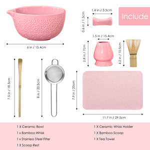 Kit de Inicio de Matcha Japonés de 7 Piezas, Tazón de Cerámica Tradicional, Batidor de Bambú, Cuchara para Té, Estilo Japandi para la Ceremonia del Té - Product Image 2