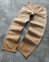 Jeans de charpentier en toile sergé de coton délavé en usine personnalisés pantalons de travail tactiques droits à double genou pour charpentier