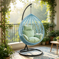 Fauteuil suspendu en forme de nid d'oiseau avec support, chaise à bascule confortable et rembourrée pour patio et mobilier de loisirs de villégiature