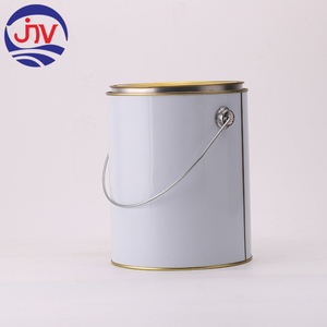Bidon de peinture métallique rond de 4 L avec poignée et couvercle, antirouille, étanche, recyclable, impression personnalisable - Product Image 1