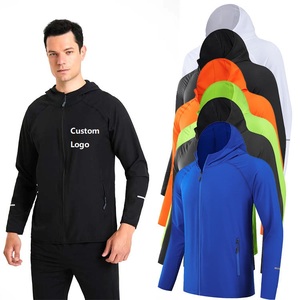 <span class=keywords><strong>Veste</strong></span> coupe-vent d'extérieur respirante légère à capuche avec logo personnalisé, protection anti-UV UPF50+, séchage rapide, 100% polyester - Product Image 1