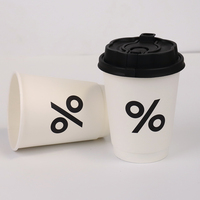 Gobelets en papier jetables à double paroi avec impression de logo personnalisé de calibre 90 8oz 12oz 16oz couvercles d'estampage réutilisables de café chaud écologique