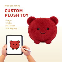 Fabricant de jouets en peluche personnalisés, oreiller en peluche personnalisé, animal en peluche de 11 cm à 30 cm, ours en peluche rouge, personnalisation de poupées en peluche