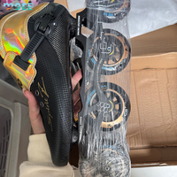 SeeMore Chaussures de patinage de vitesse professionnelles en fibre de carbone de haute qualité à rebond élevé 110m PU 4 roues patins à roulettes de vitesse