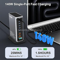 Station de charge GaN 8 ports 720W, chargeur rapide de bureau avec 2 ports USB-C PD 140W et 4 ports USB-C PD 100W, alimentation pour plusieurs appareils