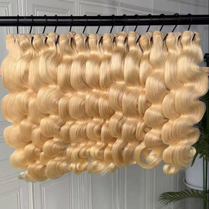 Extensiones de Cabello Humano Ondulado Rubio Frío 613, Cabello Virgen Rubio Nieve, Venta al por Mayor - Product Image 3