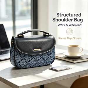 Elegante Bolso de Mano Vintage con Estampado de Monograma para Mujer, Bolso Bandolera con Asa Superior para Citas Diarias y Compras - Product Image 2