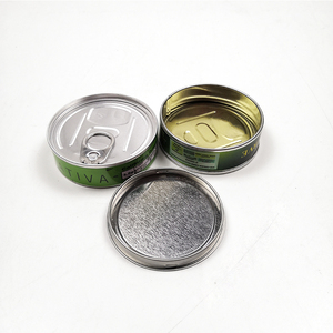 Frascos de lata de atún de Metal prensado <span class=keywords><strong>Cali</strong></span>, tarros de comida para mascotas con autosellado de 3,5g con tapas negras, tapa fácil de tirar para goma de mascar, aperitivos, embalaje de azúcar - Product Image 1