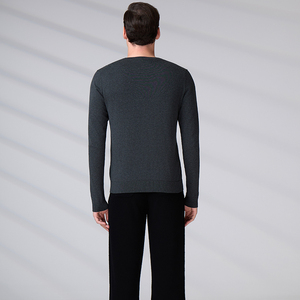 Pull-over de marque de créateur en gros, pull en maille gris à col rond pour homme, 100 % coton, collection automne-hiver - Product Image 6