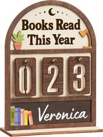 Libro de Registro de Lecturas de Madera MDF Ecológico, Contador de Libros Lidos Este Año, Rastreador de Lecturas con Nombre Personalizado, Decoración de Escritorio, Novedad para Amantes de los Libros