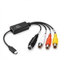 Carte de capture vidéo USB-C 1080P RCA AV S-Video vers Type-C avec audio pour VHS, magnétoscope, lecteur DVD, caméscope, jeux, OBS, streaming