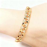 18K Vergoldetes Ginkgo-Blatt Kubanisches Gliederarmband Funkelndes Zirkonia Offenes Manschettenarmband Luxuriöses Alltagsschmuckstück für Damen Hypoallergen