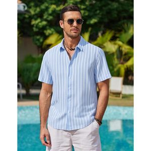 Custom <b>Mens</b> Linen Short Sleeve Casual Button Down <b>Shirt</b> Breathable <b>Beach</b> Wedding <b>Shirts</b> - Product Image 2