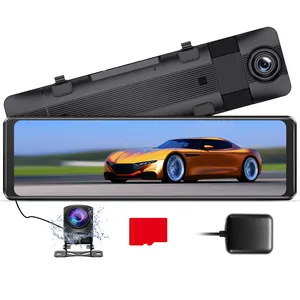 Caméra de tableau de bord 2K 170 angle intégrée GPS/batterie Vision de nuit Mode parc Rétroviseur Caméra sans fil pour voitures