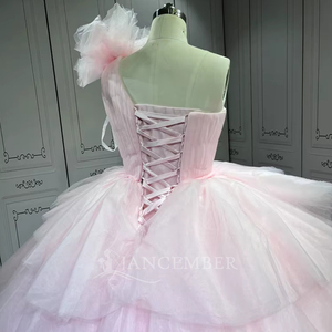 Robe De Quinceanera asymétrique à couches Vestidos De Xv Anos Rosa Rose Robe De Quince Anos Lsmu139 - Product Image 5