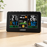Thermomètre hygromètre numérique mural multifonction pour la maison, station météo intelligente sans fil avec horloge, prévisions et alarme