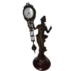 17 미국에서 모방 골동품 황동 다이애나 스타일 그림 3 일 스윙 스윙 진자 기계식 탁상 시계/시계