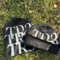 Gorro de Invierno Grueso, Peludo y Cálido de Punto Jacquard Personalizado, Gorro de Moda de Novedad para Adultos y Niños