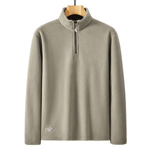 Pull personnalisé avec logo pour homme, col montant, couleur unie, coupe ample, en polaire, chaud, pour l'automne et l'hiver. - Product Image 5