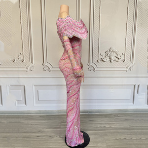 Novance Y4857 Abbigliamento Donna Estate 2025 Lussuosi Abiti da Sera <span class=keywords><strong>con</strong></span> Spalle Scoperte e <span class=keywords><strong>Guanti</strong></span> <span class=keywords><strong>Vestito</strong></span> Lungo Scintillante <span class=keywords><strong>con</strong></span> Diamanti - Product Image 2